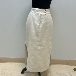 Lafayette 148 New York Cream Linen Skirt, Size 2
